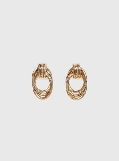 Big Star Linked Earrings Gold