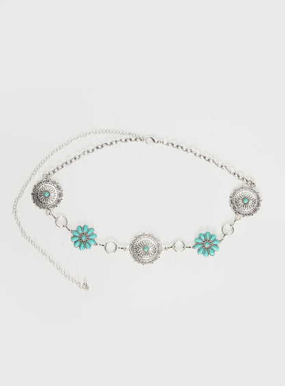 Like A Charm Chain Belt Silver / Blue