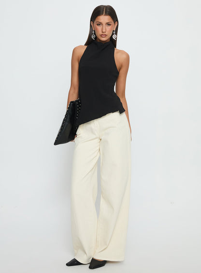 Days Get Dark Asymmetrical Top Black