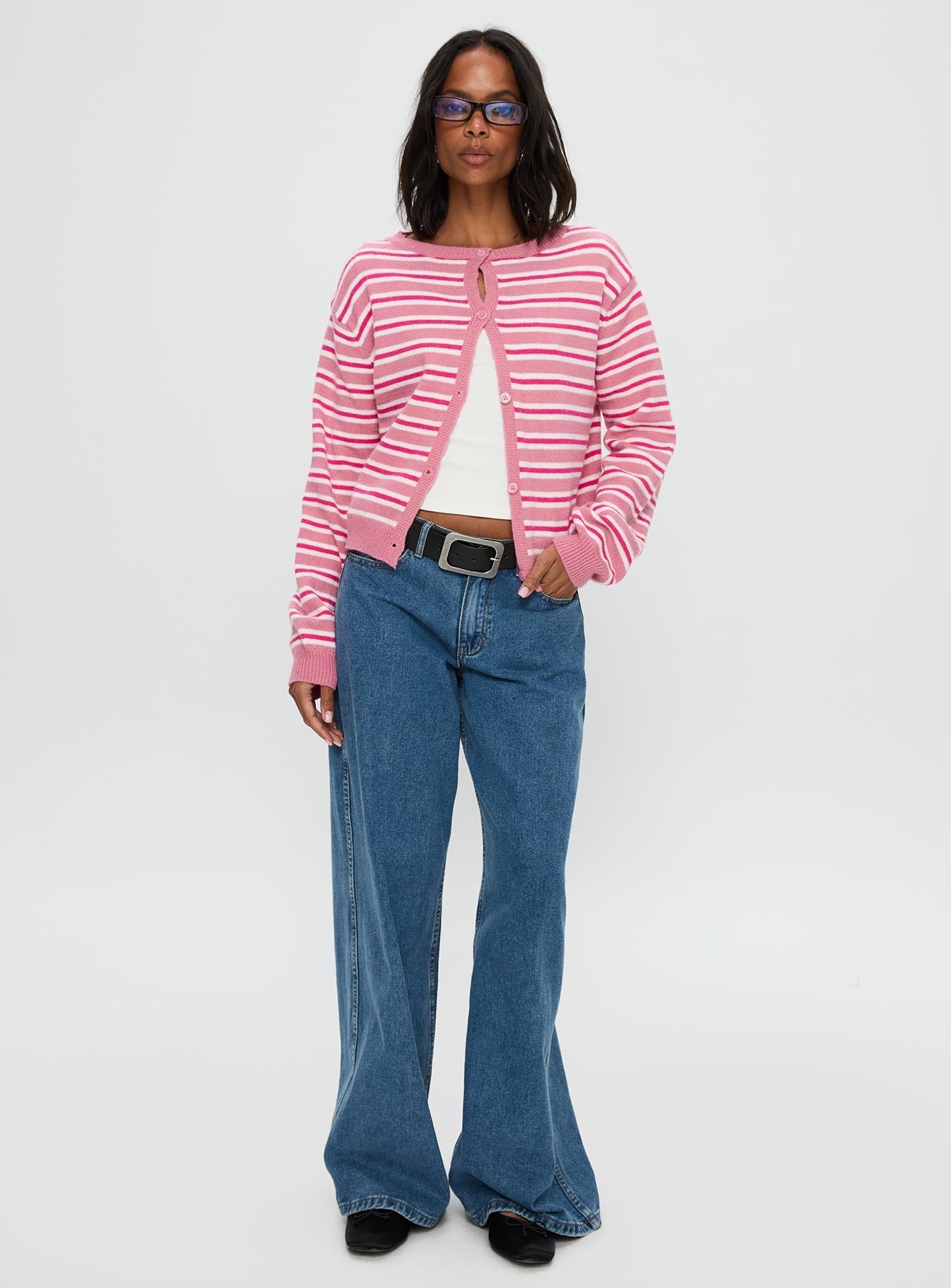 Heavenly Dream Cardigan Pink Stripe