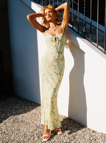 Lauraline Maxi Dress Green / Floral
