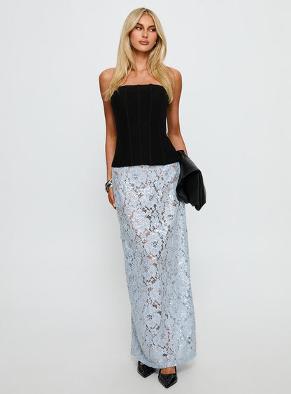 Carman Lace Midi Skirt Blue