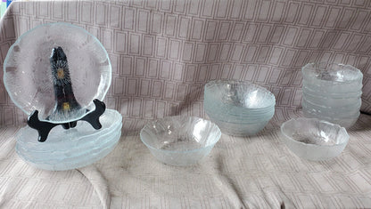 20 Piece Clear Glass Flower Petal Dish Set