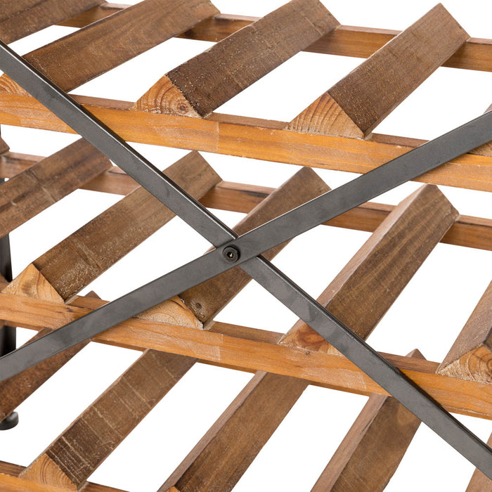 21 Bottle Floor Wooden Wine Rack with Metal Frame