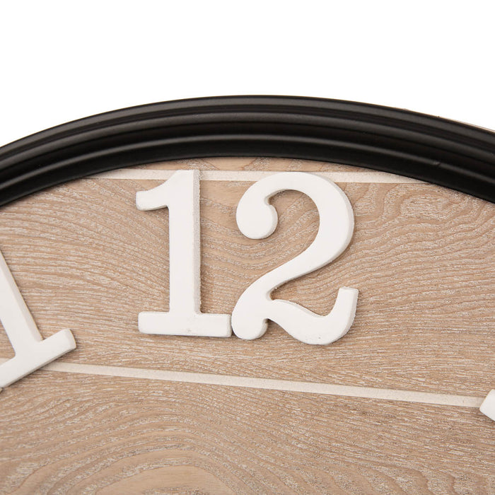 23.60"D Farmhouse Metal Wooden Round Wall Clock