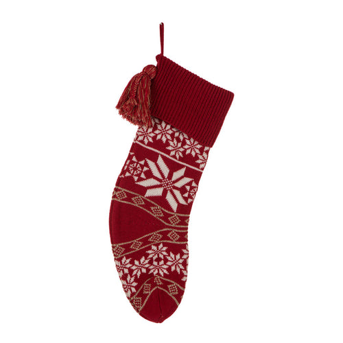 24"L Knitted Acrylic Christmas Stocking w/Snowflake