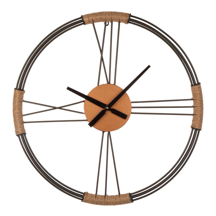 26.77"D Farmhouse Metal and Rope Wall Clock