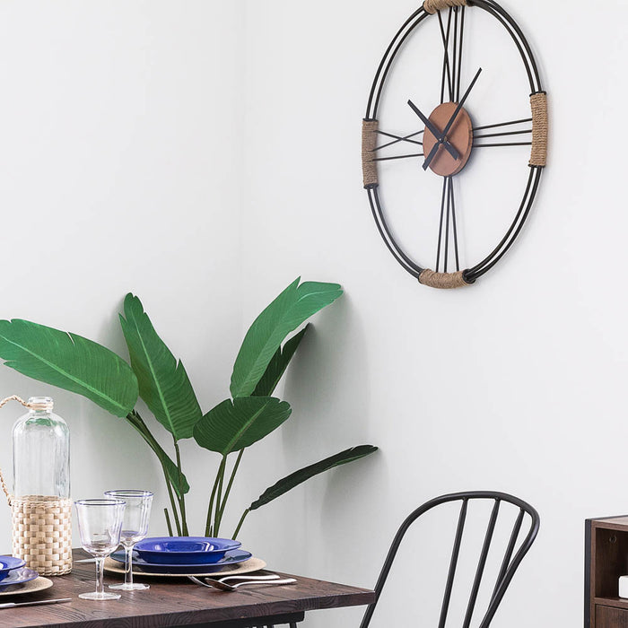 26.77"D Farmhouse Metal and Rope Wall Clock