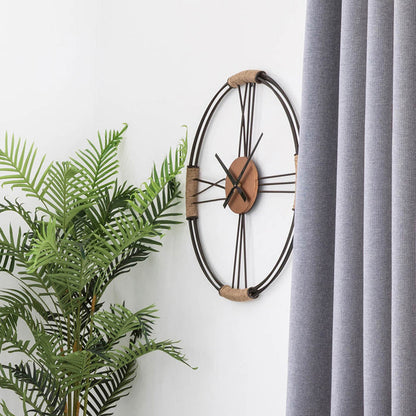 26.77"D Farmhouse Metal and Rope Wall Clock