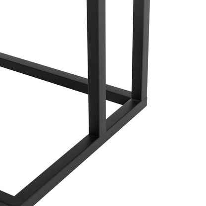 26"H Modern Industrial Black Wood/Metal C Side & End Table with a Drawer and 2 USB Charging Ports