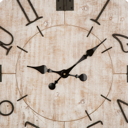 28"D Rustic Wooden Wall Clock Farmhouse Style Home Decor