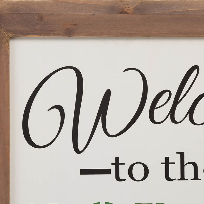 29.75"H "Welcome to the Porch" Wood Framed Easel Porch Sign with Flowers
