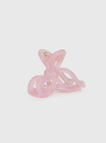 With A Bow Hair Clip Pink