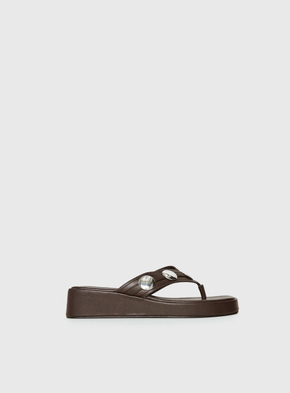 Paislee Stud Detail Sandals Brown