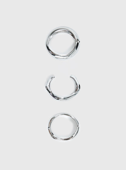 Hot Gossip Cuff Set Silver