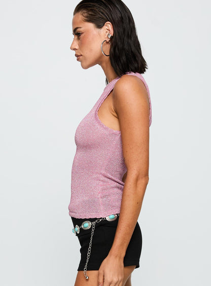 No Pretending Top Pink Glitter