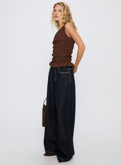 Lierre Low Rise Wide Leg Jeans Dark Blue Wash