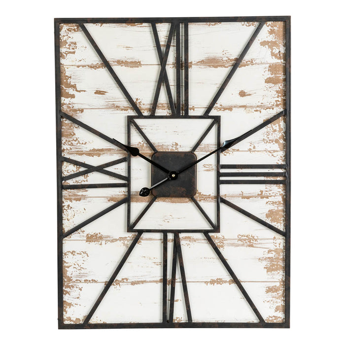31.5"H Oversized Farmhouse Wooden/Metal Rectangular Wall Clock