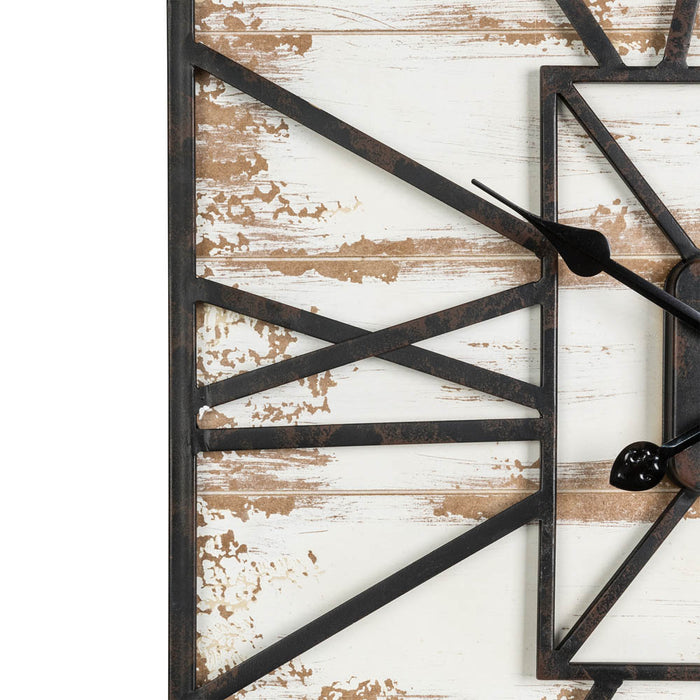 31.5"H Oversized Farmhouse Wooden/Metal Rectangular Wall Clock
