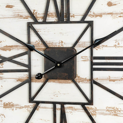 31.5"H Oversized Farmhouse Wooden/Metal Rectangular Wall Clock