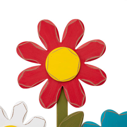 35.75"H Wooden Trio Flowers and Fence Welcome Porch Décor