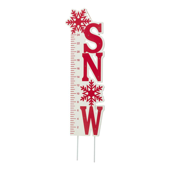 36"H Lighted Wooden Snow Gauge Yard Stake or Wall Décor (2 Functions)