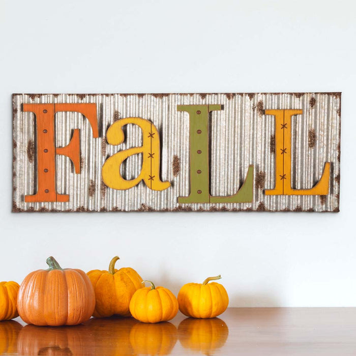36"L Fall Metal Sign Hanging Decor