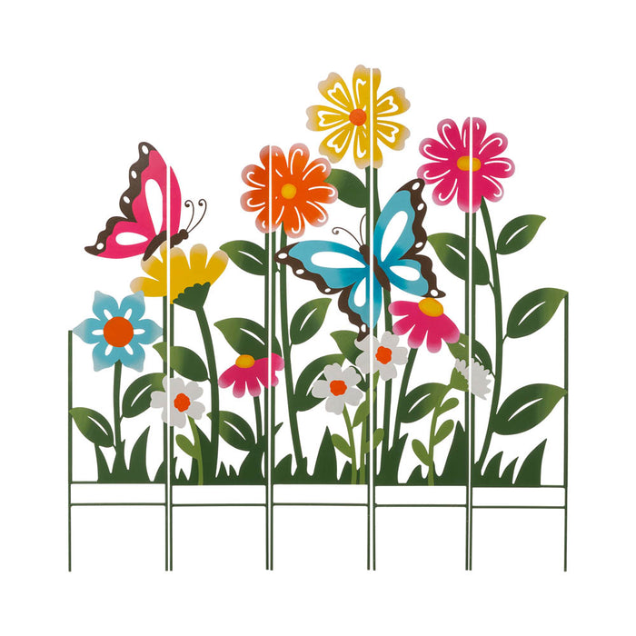39.75"H 5 Pieces Metal Flowers Silhouette Yard Stake