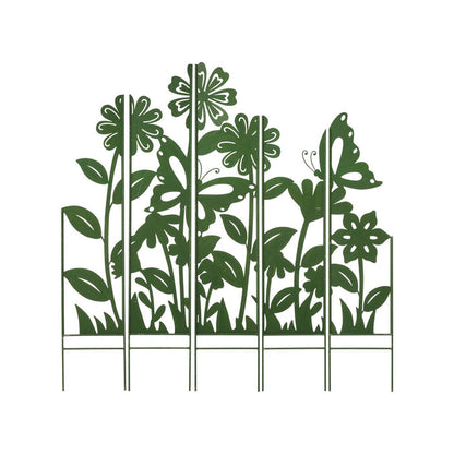 39.75"H 5 Pieces Metal Flowers Silhouette Yard Stake