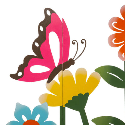 39.75"H 5 Pieces Metal Flowers Silhouette Yard Stake