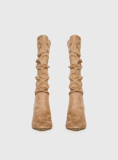 Such A Charmer Faux Suede Scrunch Boot Tan