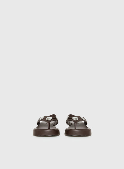 Paislee Stud Detail Sandals Brown