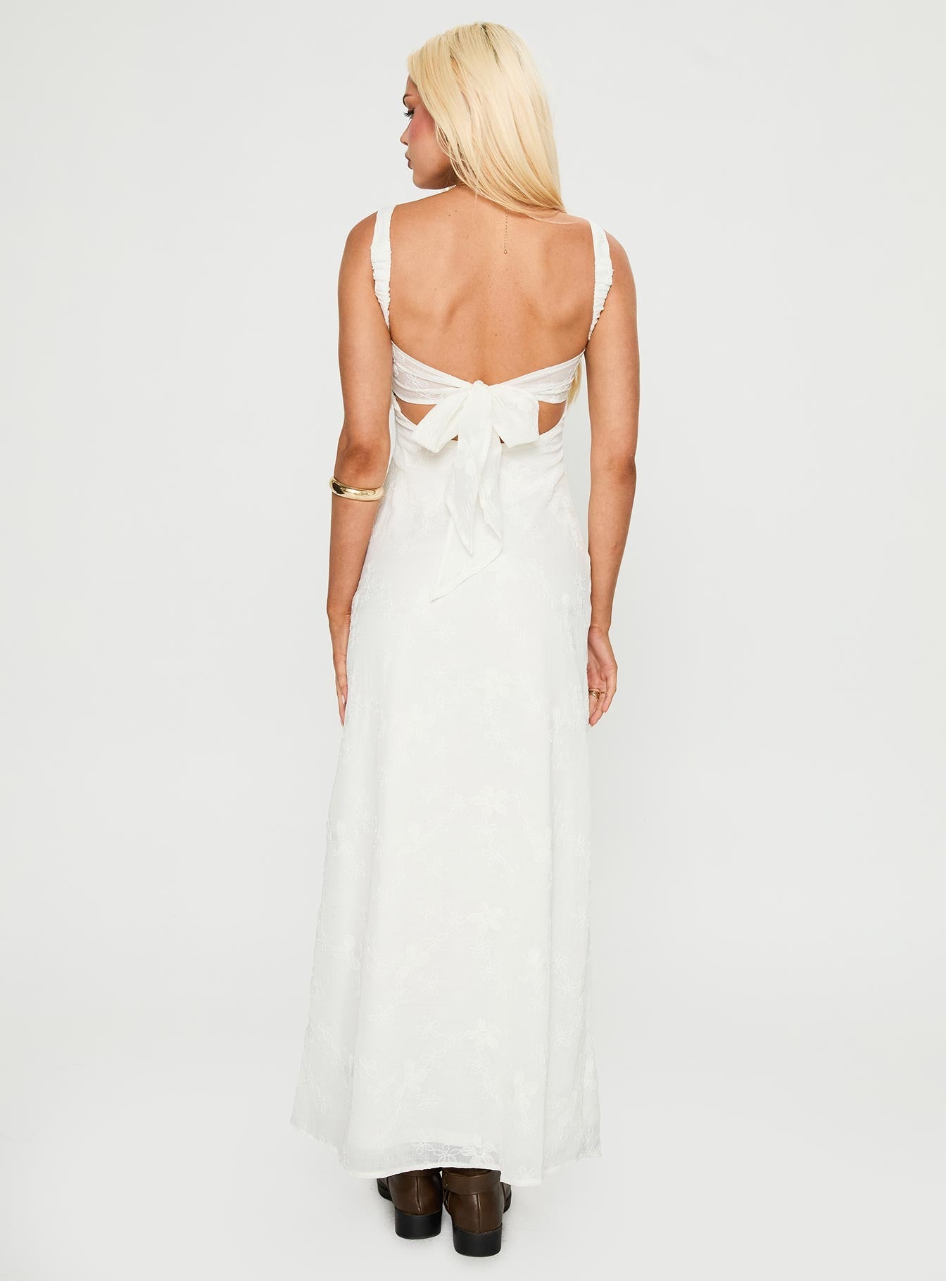 Maisone Broderie Maxi Dress White