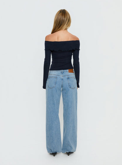 Ellanor Low Rise Slouch Denim Jean Washed Mid Blue Wash