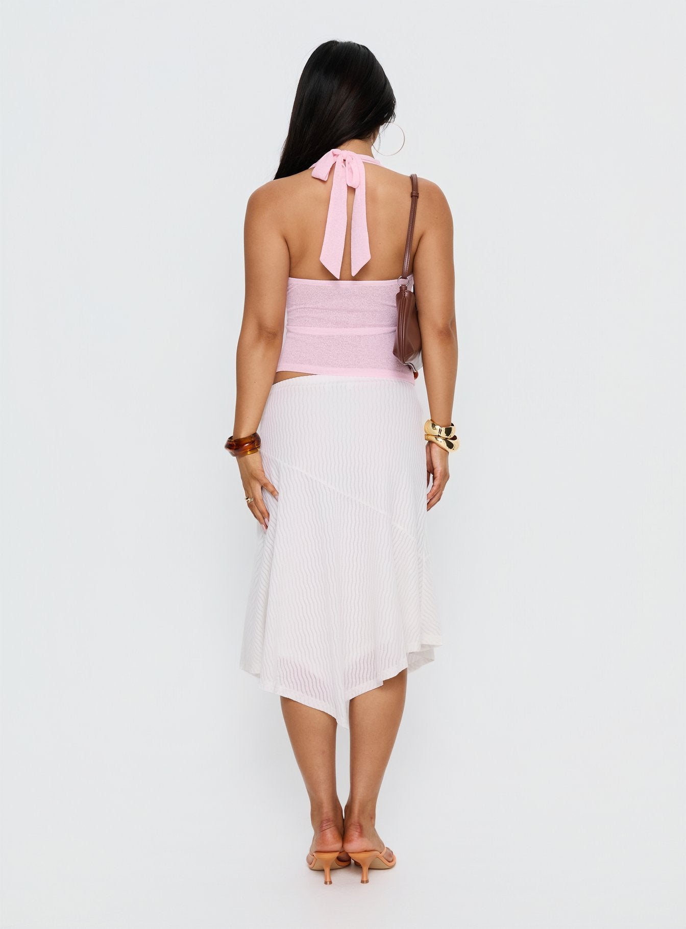Adrea Asymmetrical Midi Skirt White