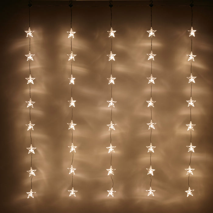 40 Warm White LED Star Curtain Light