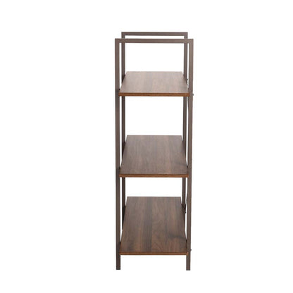 41.5"H Modern Industrial Brown Wood/Metal 3-Tier Bookcases & Shelves