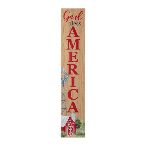 42"H God Bless America Wooden Porch Board Sign