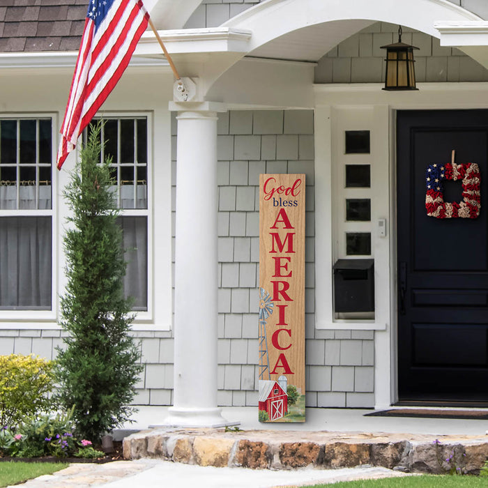42"H God Bless America Wooden Porch Board Sign