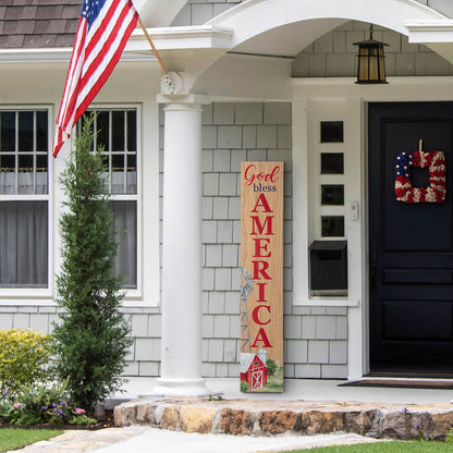 42"H God Bless America Wooden Porch Board Sign