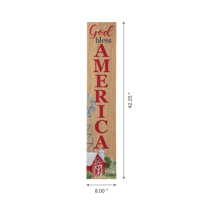 42"H God Bless America Wooden Porch Board Sign