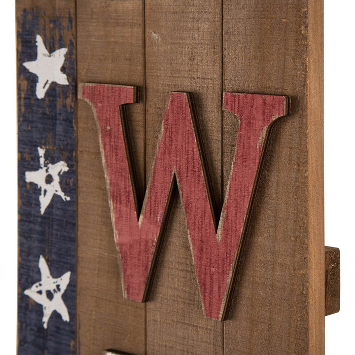42"H Welcome Patriotic Wood Stars Porch Board Sign