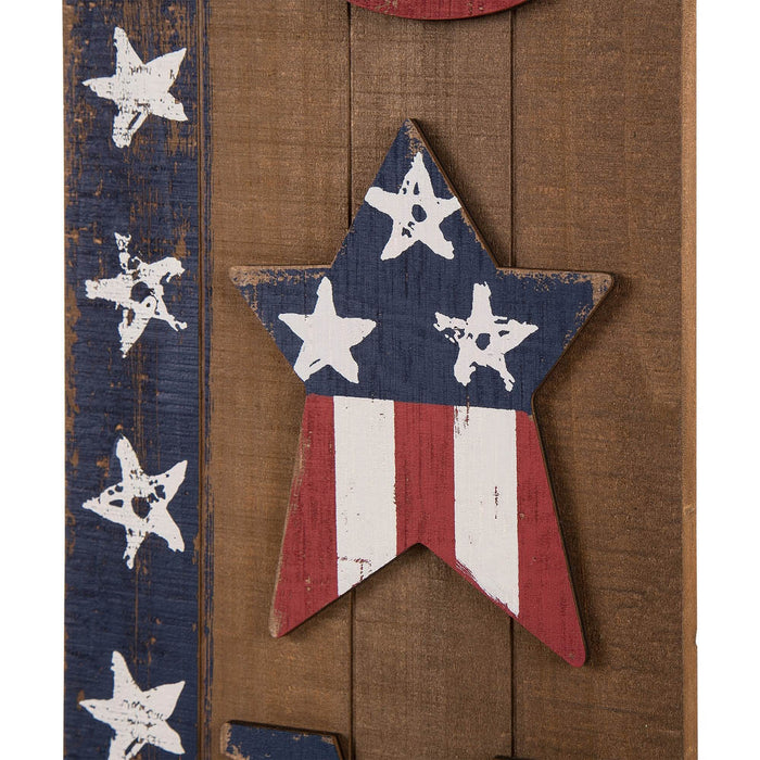 42"H Welcome Patriotic Wood Stars Porch Board Sign
