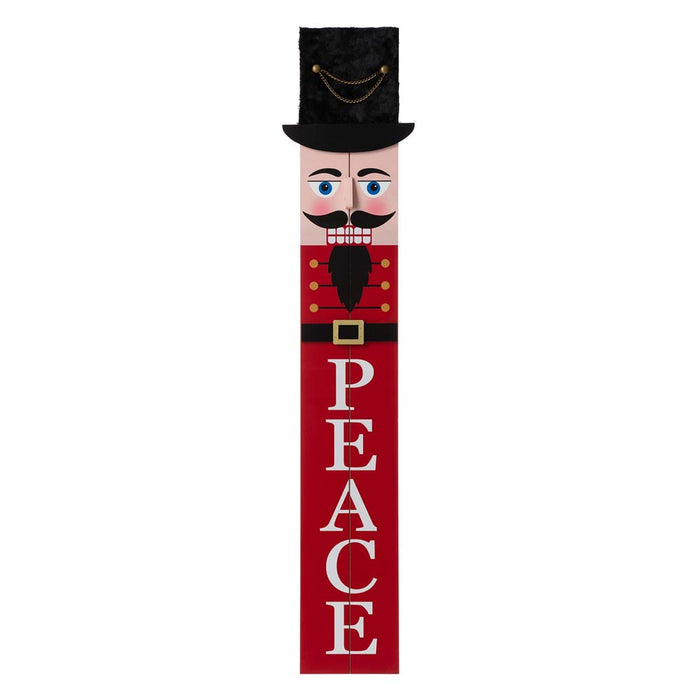 42"H Wooden Nutcracker "PEACE" Porch Sign Board