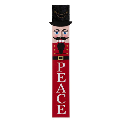 42"H Wooden Nutcracker "PEACE" Porch Sign Board