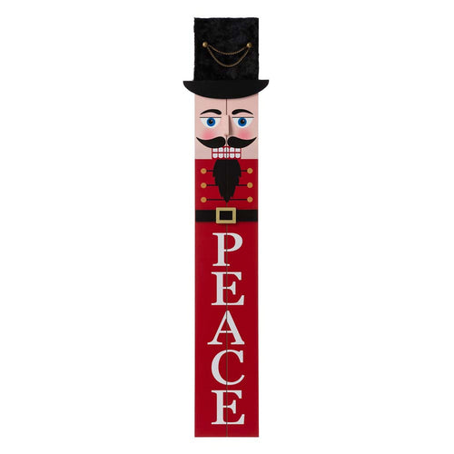 42"H Wooden Nutcracker "PEACE" Porch Sign Board