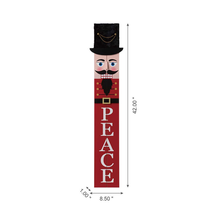 42"H Wooden Nutcracker "PEACE" Porch Sign Board