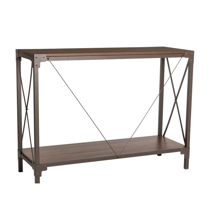 43.25"L Modern Industrial Brown Wood/Metal Console Table
