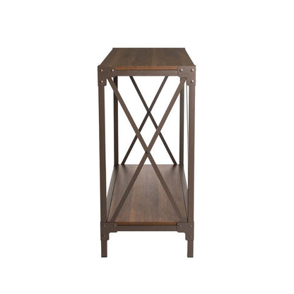 43.25"L Modern Industrial Brown Wood/Metal Console Table