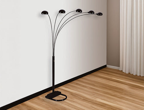4888B PEACOCK SHADE BLACK FLOOR LAMP